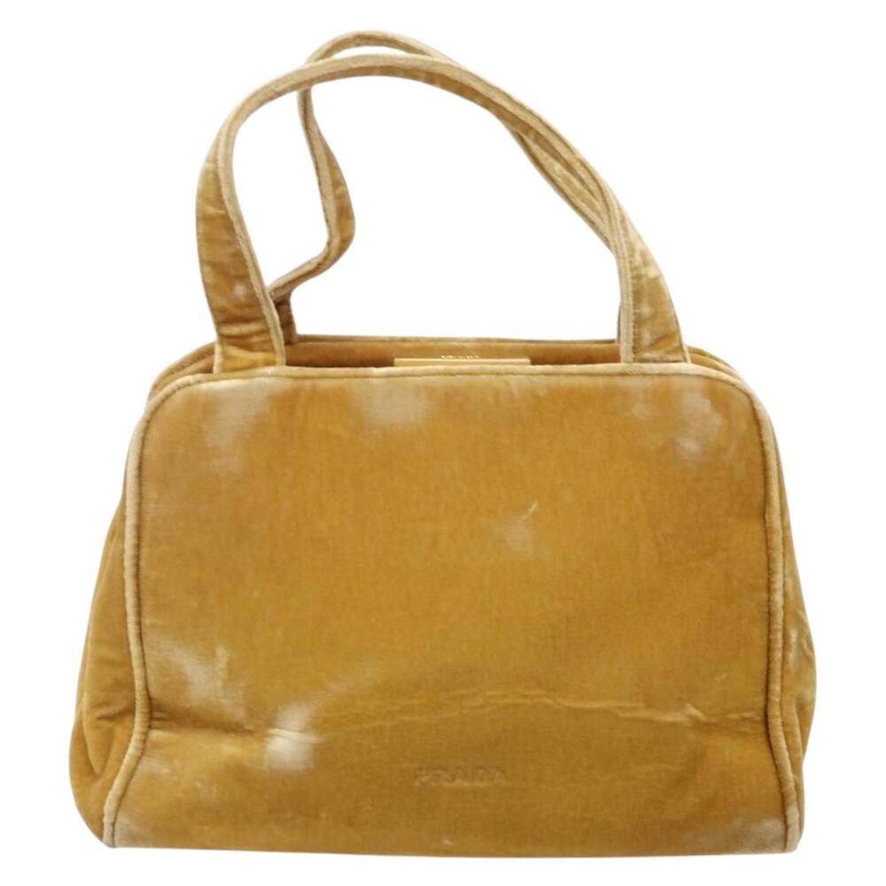 PRADA Hand Bag Velor Yellow Gold - Picture 2 of 12